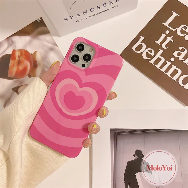 IPHONE Casing Love Heart Gradasi Merah Mawar Manis Keren Kompatibel Untuk Iphone11 13 12 14 Pro Max7 8 Plus XR 14plus X XS Max Se2020 Glossy Halus Lembut TPU Full Body Pelindung Penutup Belakang