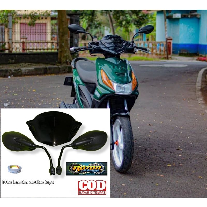 Paket visor honda beat karbu plus spion x1 pnp honda free lem 3m double tape