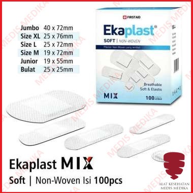 Plester Luka Ekaplast Mix Onemed Plaster P3K Non Woven Strip Bulat isi 100