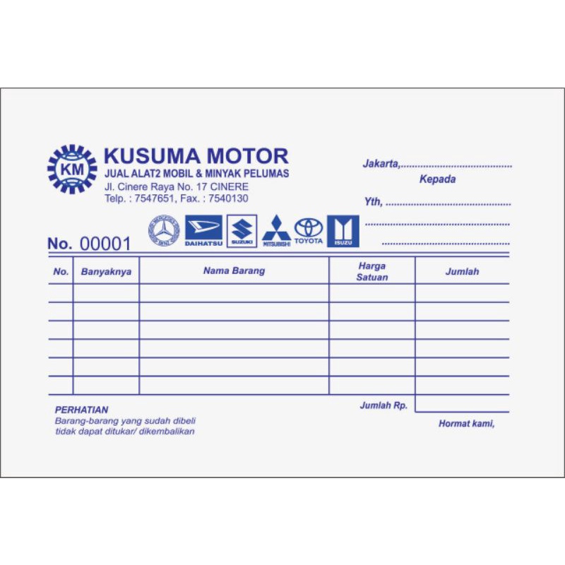 

1RIM Nota NCR 2 Ply / Rangkap 2 + Nomerator (Nomor Urut)