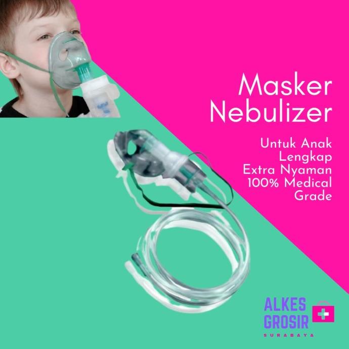 Masker Nebulizer Anak Oksigen Uap Selang Medis Nebulizer Mask Child t-alkesgrosirsurabaya Ayo Order