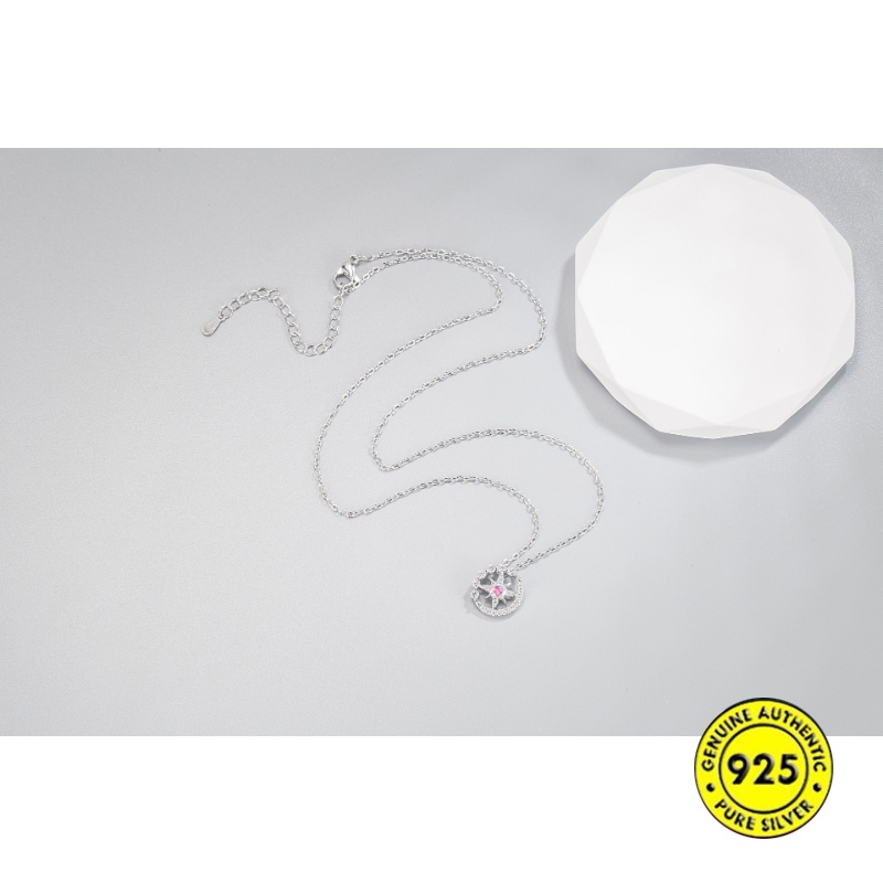 Kalung S925 Perak Delapan Berujung Bintang Moonstone U1505