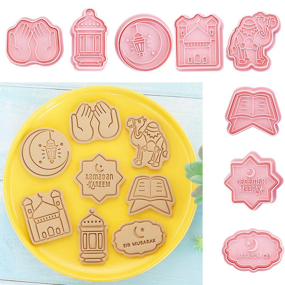 Solighter 8pcs/set Cetakan Kue Fondant Makanan Eid Mubarak Islam Muslim Festival Cookie Cutter