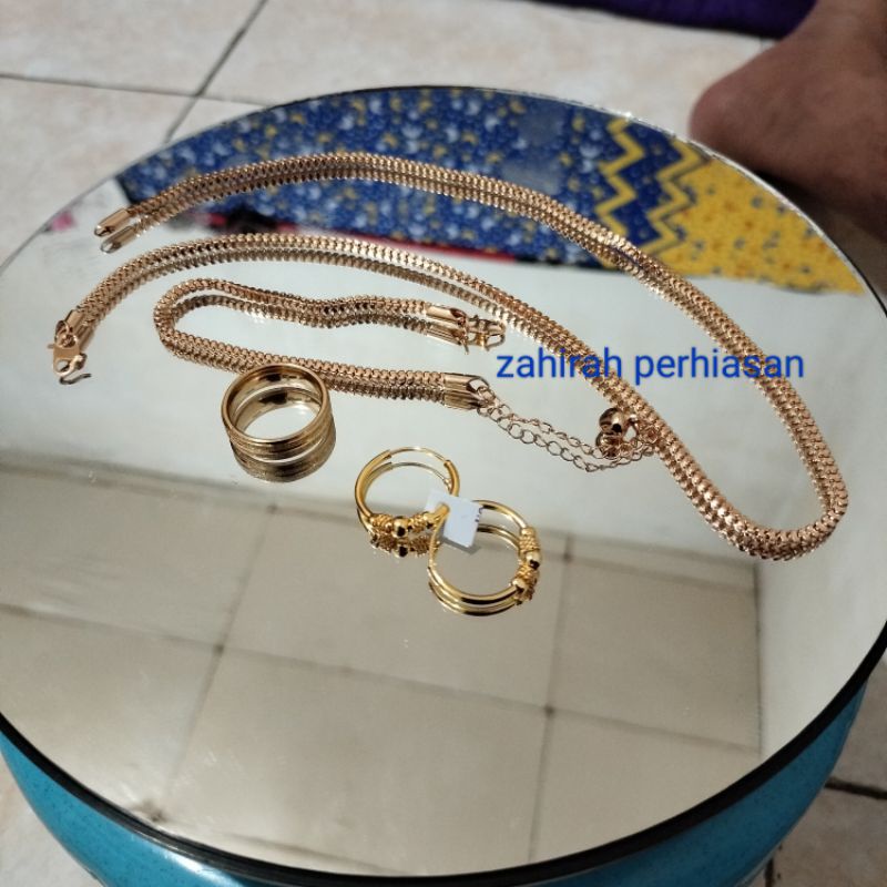 set Milano emas 24K perhiasan wanita trend masa kini 4444