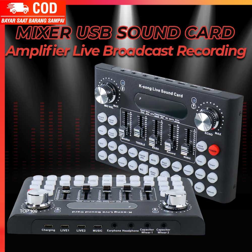 ( 100% BARANG ORI ) Woopower Mixer USB Sound Card Amplifier Live Broadcast Recording - F8