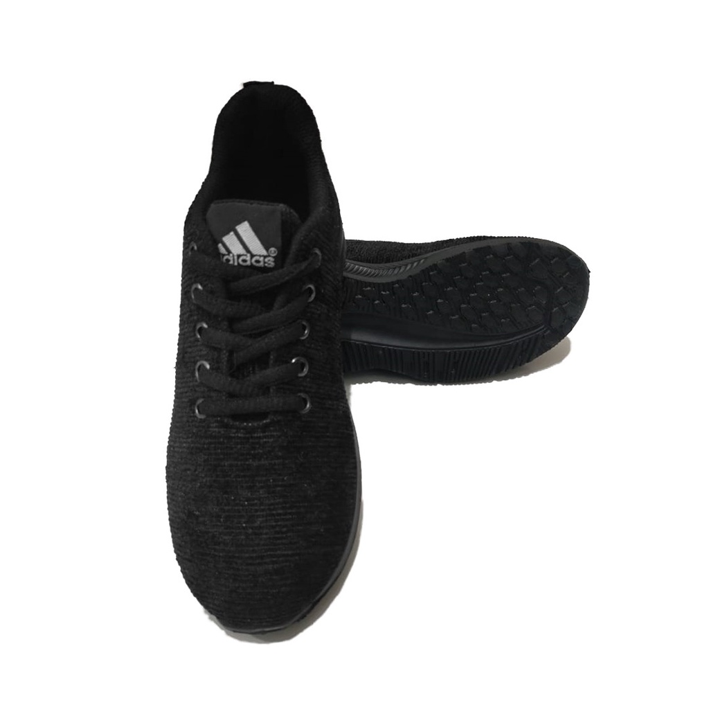 Sepatu Rajut Sneakers Kasual Pria Wanita Sekolah Hitam formal