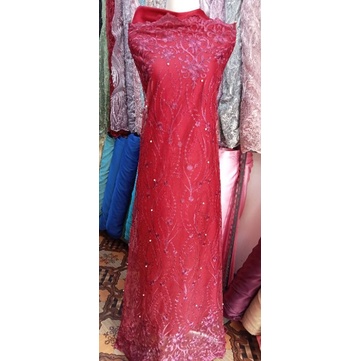 Bahan kain kebaya brokat tile mutiara terbaru