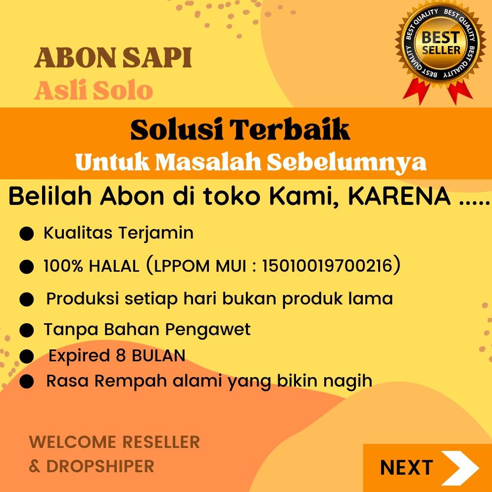 

NEW ABON SAPI ASLI SOLO 250gr | 100gr ABON SAPI RASA ORIGINAL DAN RASA PEDAS | A04 .,,.,.,