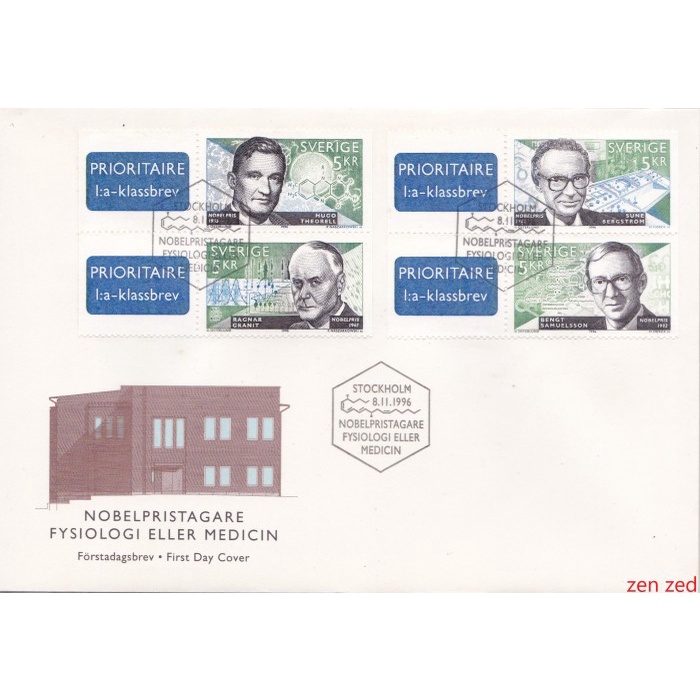

A459 Prangko Swedia FDC 1996 Nobel Prize Winners 1 Pcs