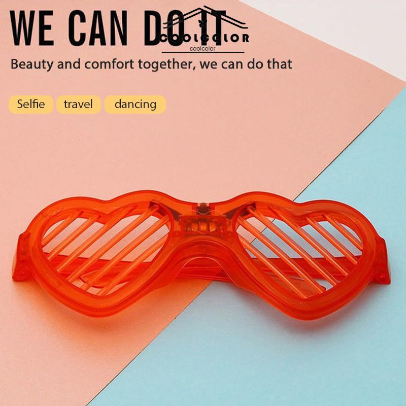 COD❤️Kacamata Bar Bercahaya Cinta LED Dingin Desain Kacamata Pesta Desain Kaca Jendela Cahaya Dingin- cl