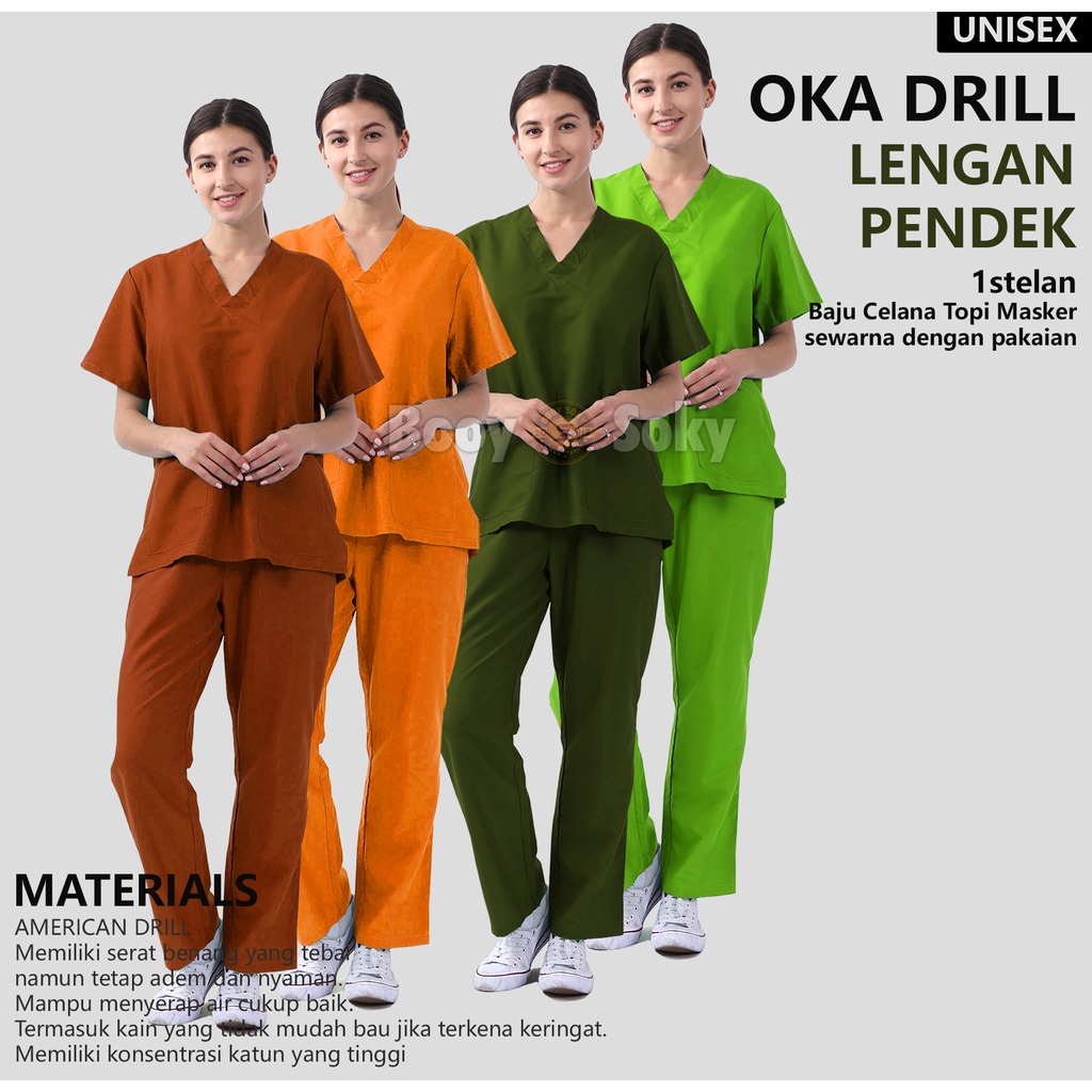 Baju Ok / Baju Oka / Baju Seragam Perawat / Baju Medis Lengan Pendek