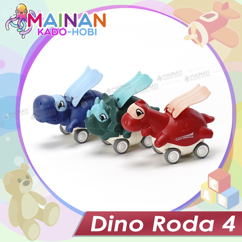 MAINAN ANAK MINIATUR PULLBACK PRESS CAR TOYS DINOSAURUS RODA 4