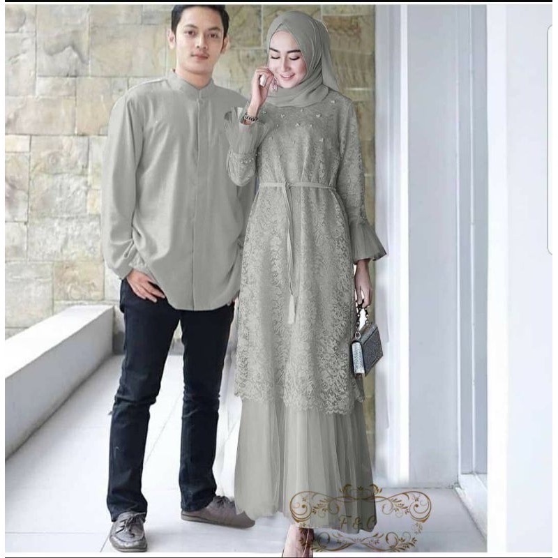 Feodora/Cp Finda/Model terbaru/Ukuran Kemeja XL/Pasangan gamis muslim/ukuran maxi L/ Gamis couple / Kemeja pria / baju couple muslim / baju pasangan  (GOOD QUALITY)