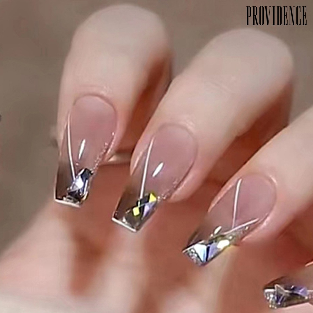 Providence 1set Kuku Imitasi Mudah Dilepas Mempesona Efek Visual Penutup Penuh DIY Musim Gugur Musim Dingin Berlian Imitasi Terang Buatan Kuku Salon Pasokan