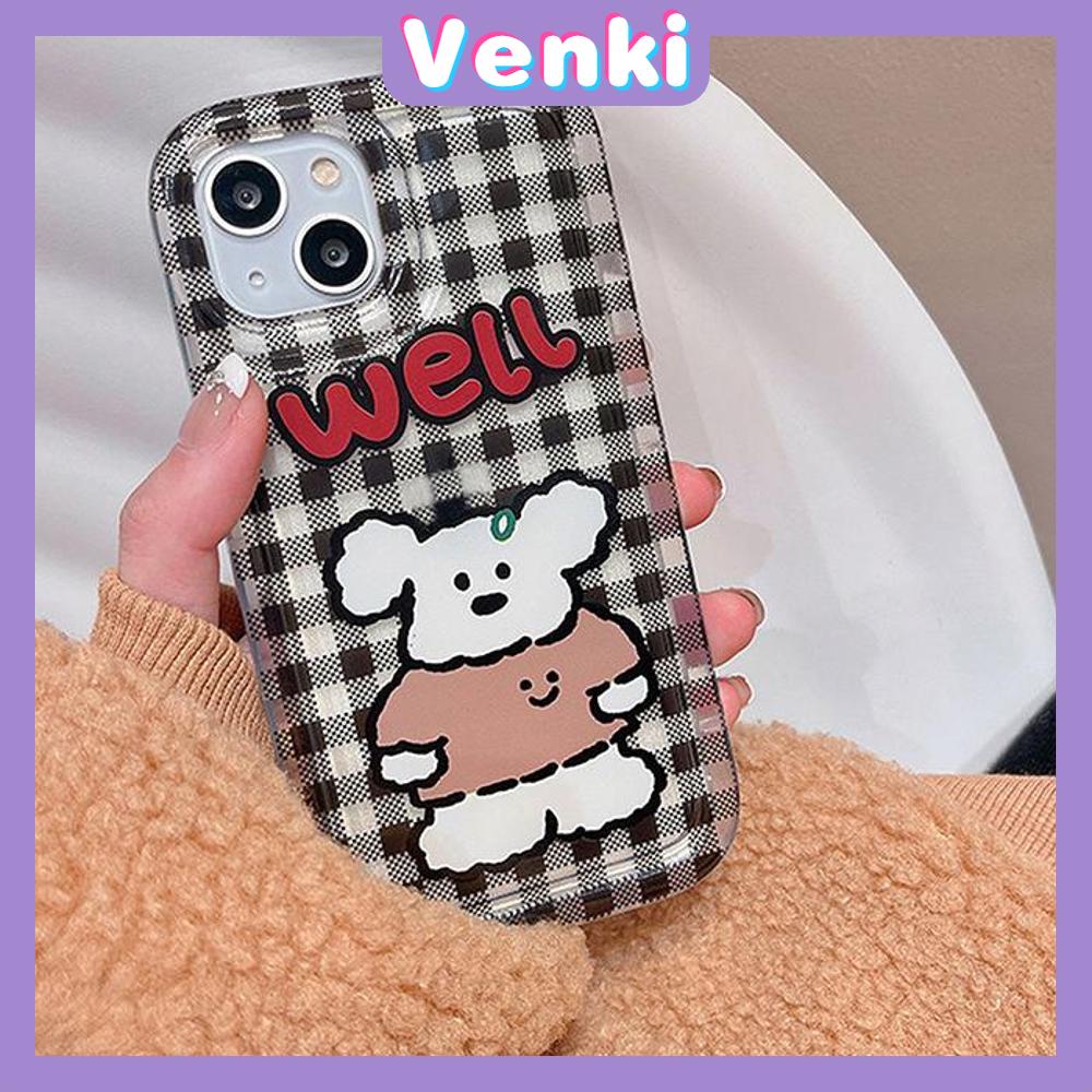 Case For iPhone 14 Pro Max TPU Soft Jelly Airbag Clear Case Cute Checkerboard Puppy Camera Protection Shockproof For iPhone 14 13 12 11 Plus Pro Max 7 Plus X XR