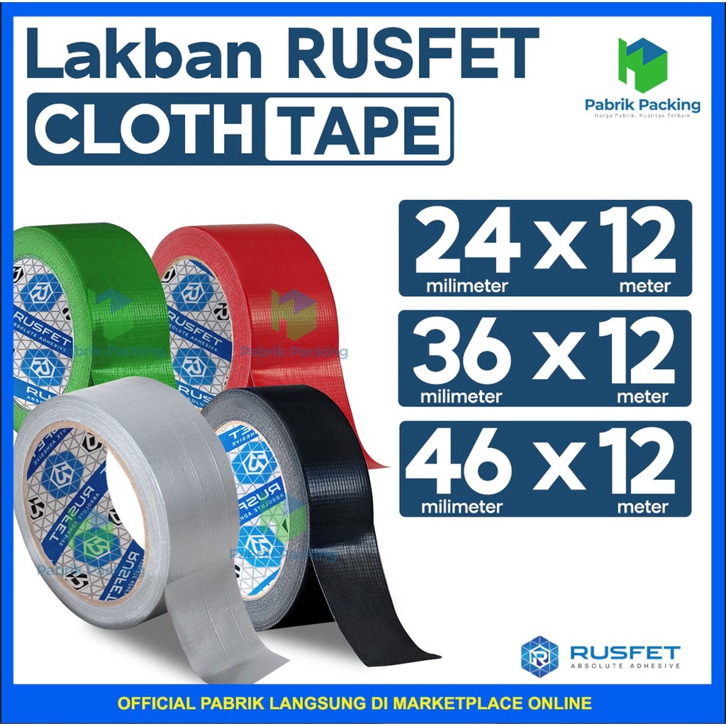 LAKBAN KAIN WARNA PREMIUM / CLOTH TAPE RUSFET TEBAL TERMURAH SATUAN