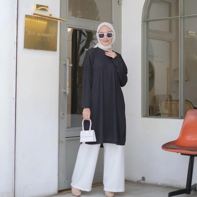 Eefbee - Tunik Rib Kaos Panjang Jumbo || Dress Rajut