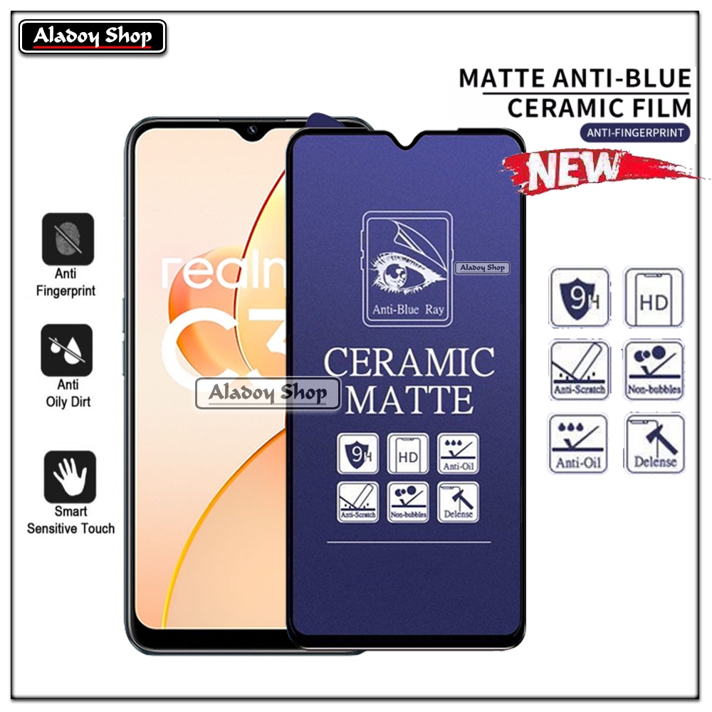 PAKET 3IN1 Anti Gores Blue Matte Anti Glare Realme C31 + Tempered Glass Camera dan Skin Carbon