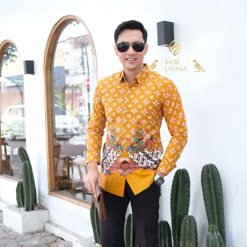 Truntum Kuning Kemeja Lengan Panjang Baju Formal Maupun Nonformal