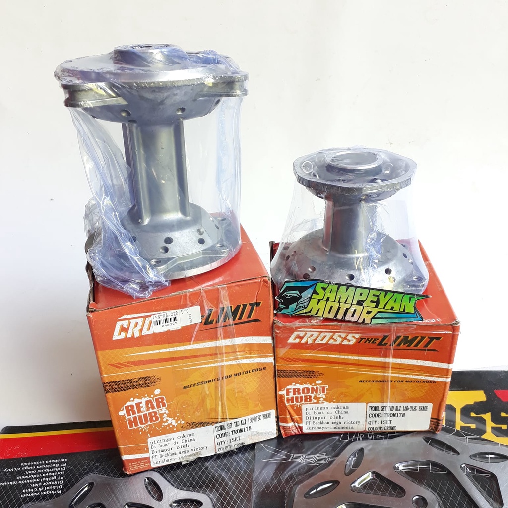 Tromol Set Depan Belakang Kawasaki KLX 150  Silver Hitam + Disc X-Break