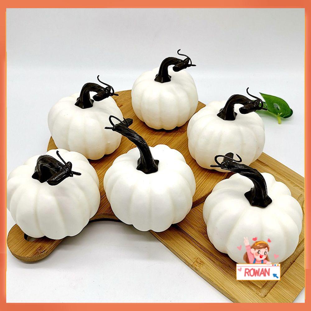 R-flower 6/12PCS Artificial White Pumpkins Properti Fotografi Festival Decor Hari Syukuran DIY Aksesoris