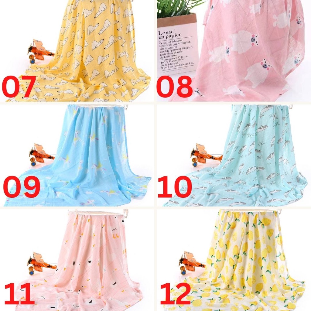 Muslin Swaddle Organic / Swaddle Bamboo / Bedong Bamboo /Selimut Bayi / BS