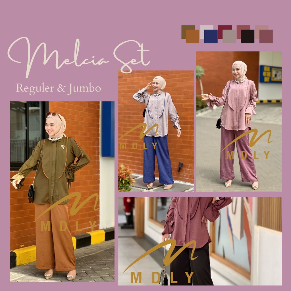 Fashion Muslim Terbaru Baju Setelan Wanita Setcel Muslimah Daily Set One Set Casual Melcia Set Mdly 