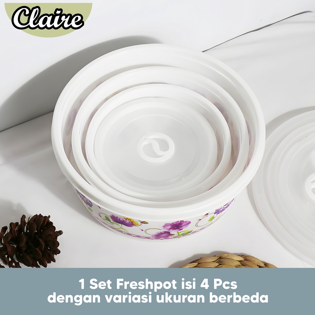 Freshpot 4 set / Lunch Box 4 set / Tempat Makan 4 Susun Pink dan Putih