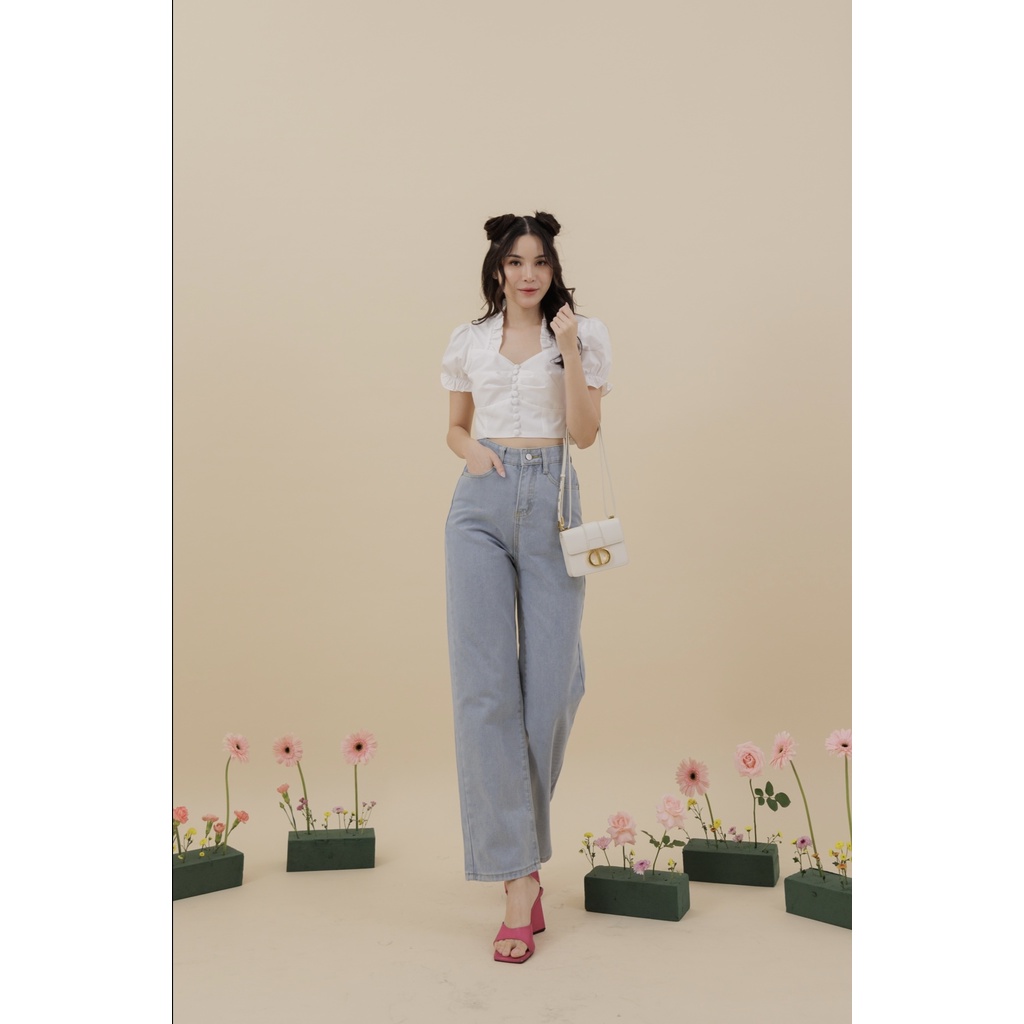 [ Marveile ] Collins Highwaist Cullote Jeans / Korean Jeans Wanita