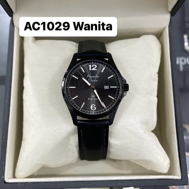 Jam Alexandre Christie AC 1029 Wanita Hitam Kulit