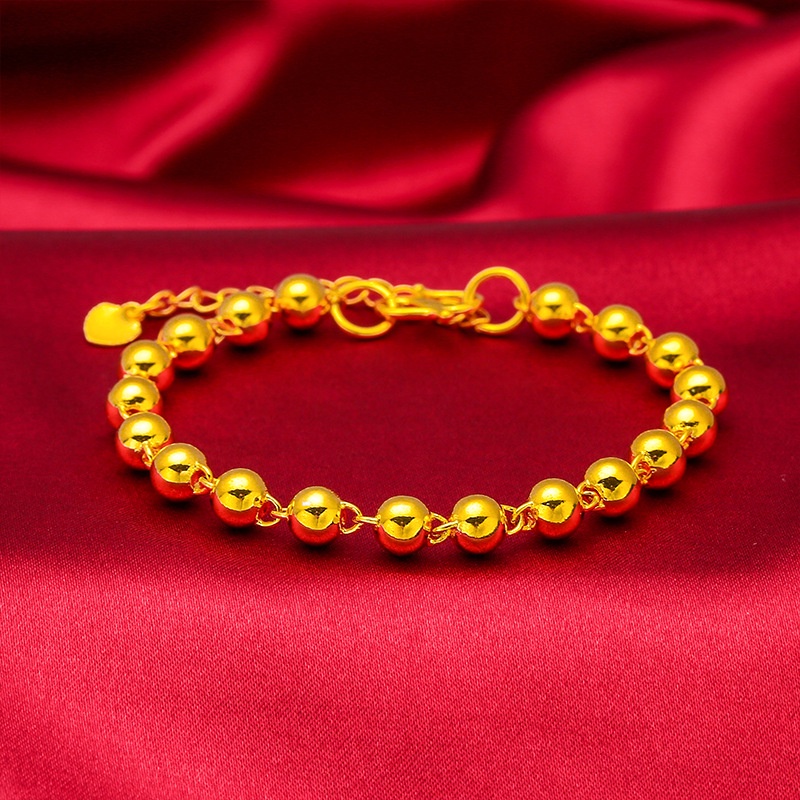 Goldkingdom Fashion Perhiasan Emas Asli Kadar 375 Bangkok Aksesoris Ready Stock Gilt Halus Bermotif Buddha Beads Transfer Bead Gelang Aman Dan Beruntung