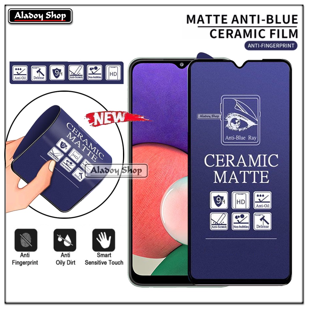 PAKET 3IN1 Anti Gores Blue Matte Anti Glare Samsung A22 5G + Tempered Glass Camera dan Skin Carbon