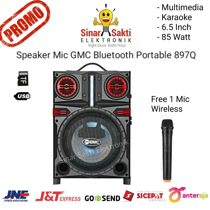 Speaker Mic GMC Bluetooth Portable 897Q 897 Q 6,5 Inch Karaoke