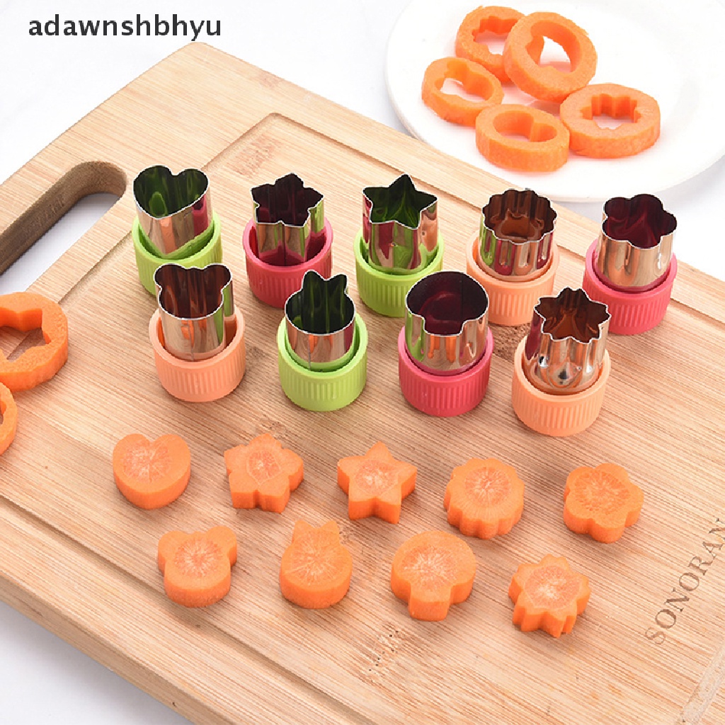 Adawnshbhyu 3Pcs/set Bintang Bentuk Kelinci Sayuran Buah Pemotong Gagang Plastik Portable Alat Masak Stainless Steel Fruit Cutg Die Gadget Dapur ID