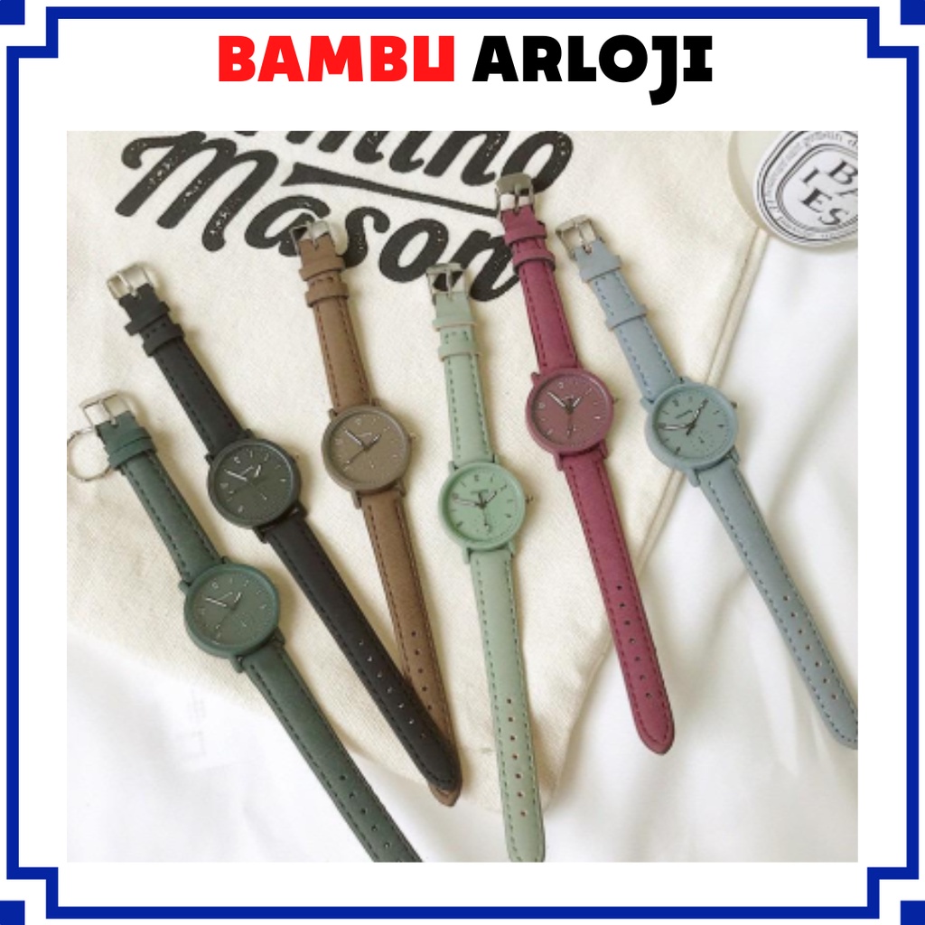 BAJ Jam Tangan Quartz Strap PU Analog Casual Gaya Retro Wanita &amp; Pria Ulzzang Watch Korean Fashion JF083