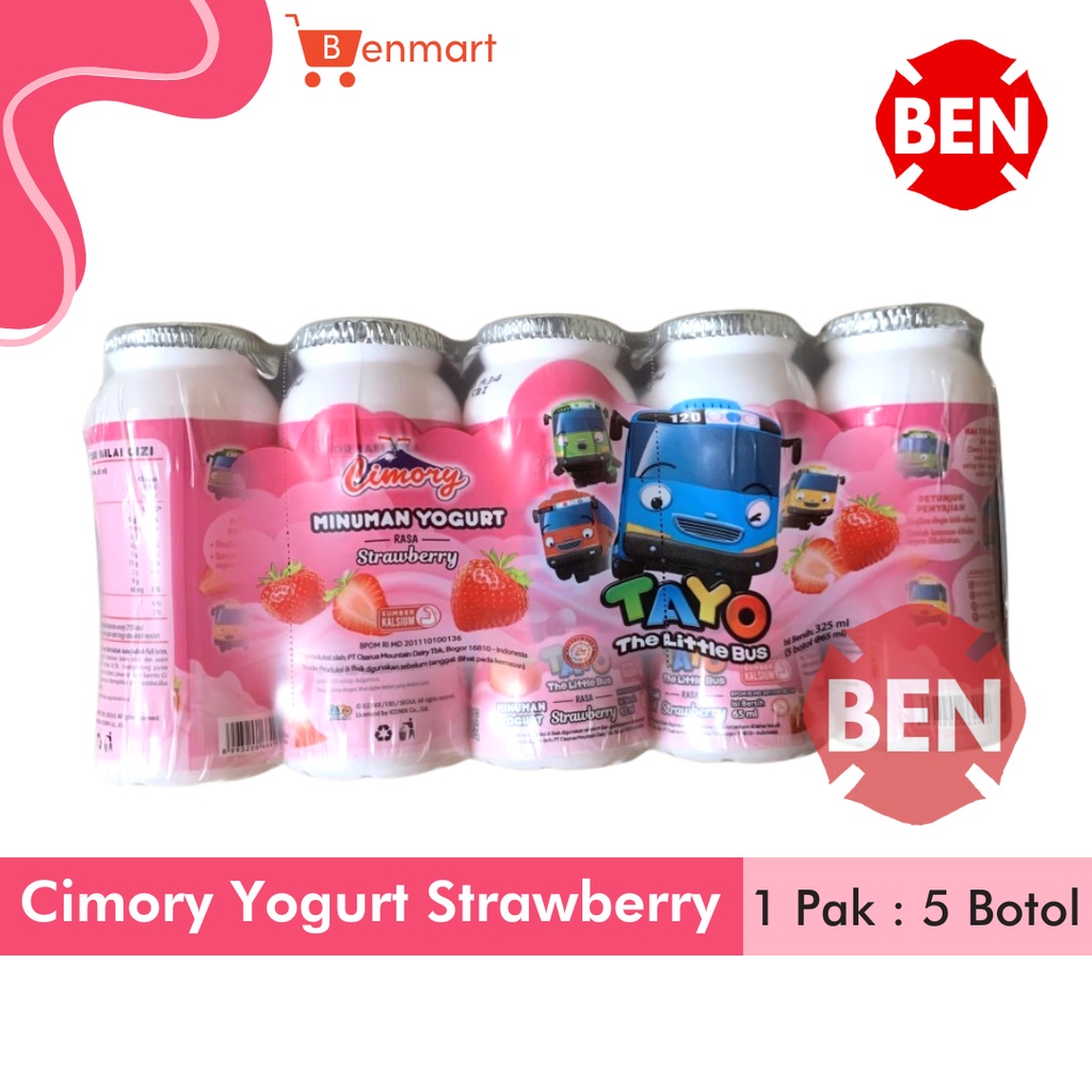 

Cimory Yogurt Drink STRAWBERRY 1 Pak 5 Botol 65ml 65 ml Stroberi Merah