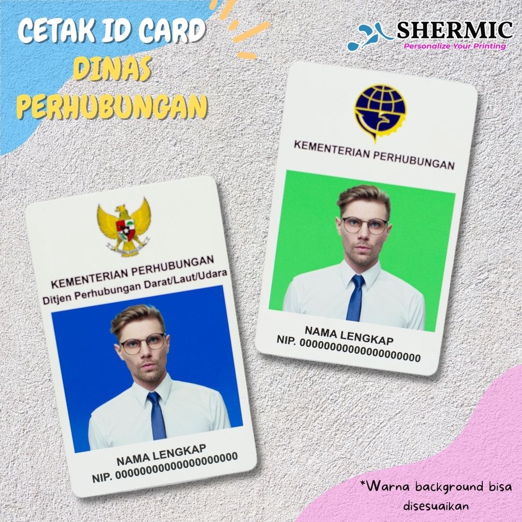 Cetak Custom Print UV Desain ID CARD Name Tag  Kemenhub Kementerian Perhubungan