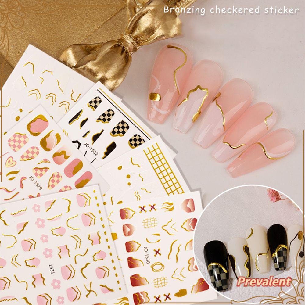 Preva Stiker Kuku Perekat Emas Hitam Desain DIY Manicure Hill Pattern