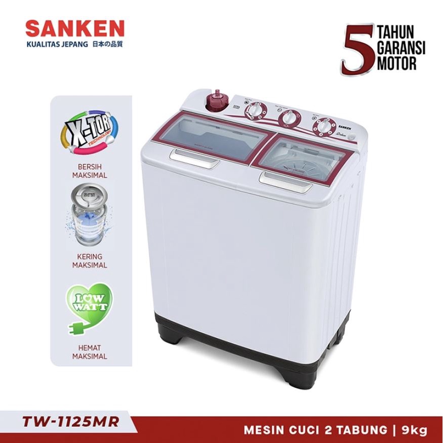 Sanken Mesin Cuci 2 Tabung 11Kg TW-1125GMR Deluxe