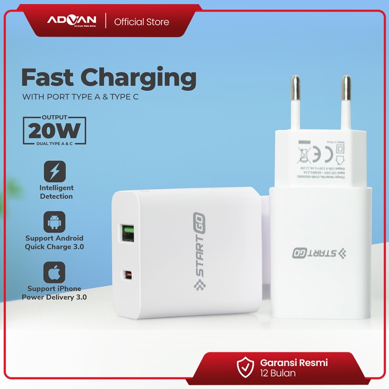 STARTGO kepala charger fast charging 20w fast charger quick charge 3.0