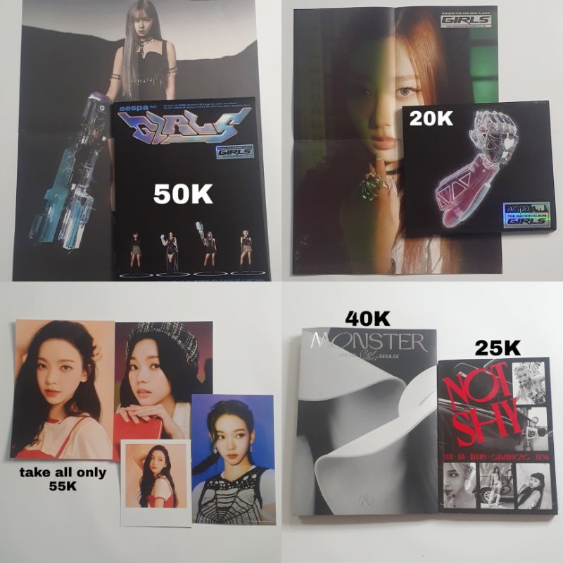 PHOTOBOOK ALBUM ONLY AESPA GIRLS, ITZY NOT SHY, IRENE&SEULGI MONSTER, KARINA AESPA PHOTOPACK POSTCAR