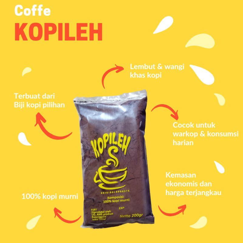 

KOPILEH Kopi Bubuk Robusta Kopi Murni Berat 200gr gilingan halus murah khas bojonegoro