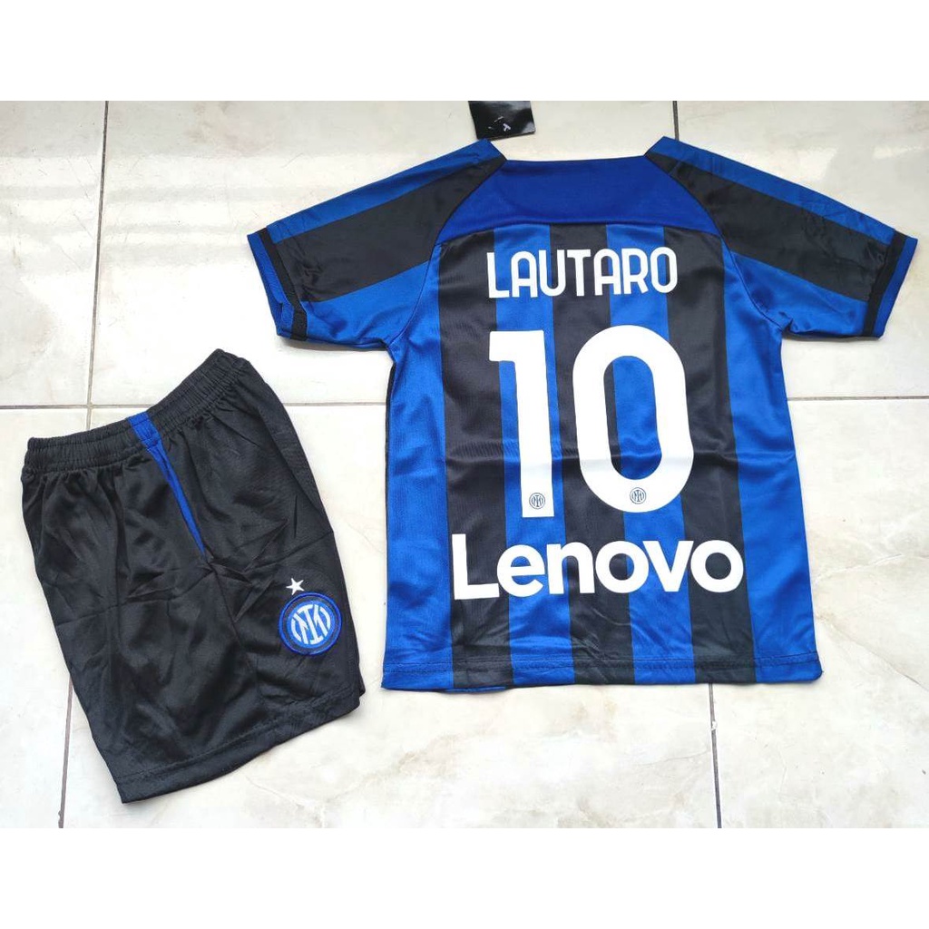 Setelan Jersey Baju Bola Anak Inter Home Kids 2022 2023 Fullset Satu Set Grade Ori