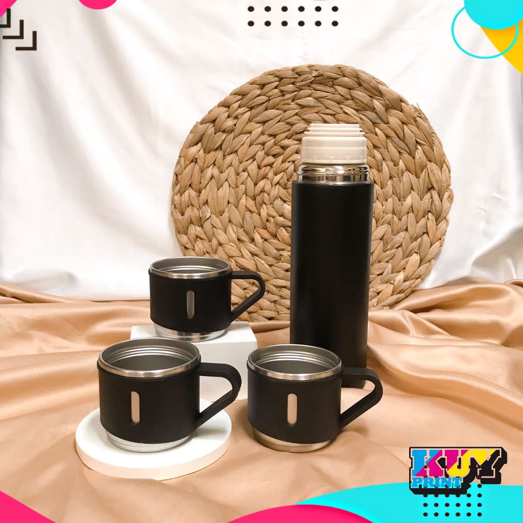 Termos Sultan Vacuum Flask Set/ Botol Minum Cangkir Premium Free Grafir Nama Hampers Gift