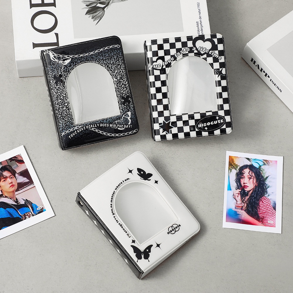 3 Inch Black Checkerboard Cover Album Foto Album 40 Kantong Photocard Binder Mini Collect Book Photocard