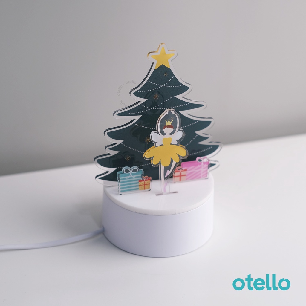 Christmas Acrylic Lamp Dekorasi Lampu Meja Natal Carol Ballerina Hiasan Hadiah Pajangan Xmas Gift Hampers