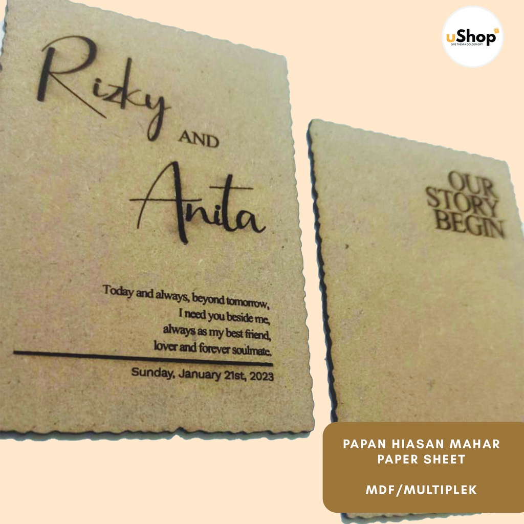 Grafir Nama Hiasan Mahar Paper Sheet | Hiasan Kayu Rustik Mahar Paper Sheet | Scrapbook | Dekorasi Mahar Grafir Ukir Kayu Paper Sheet