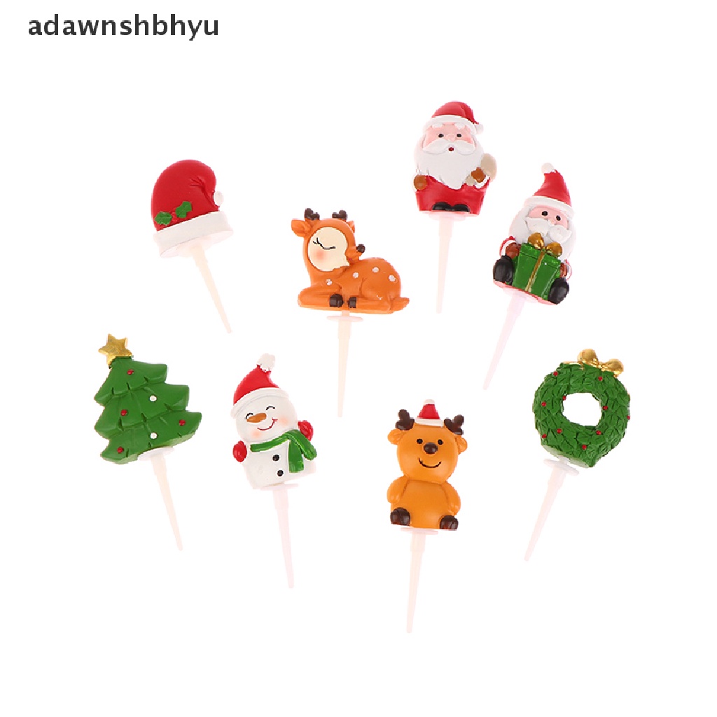 Adawnshbhyu 1pc Merry Christmas Hiasan Kue Kartun Resin Warna Xmas Party Cake Topper ID