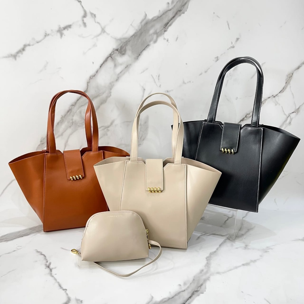 CNK Osiris Metallic Accent Trapeze Tote Bag (C1472)