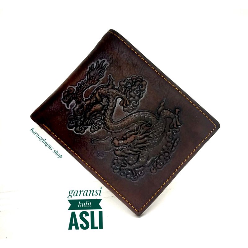 Dompet Kulit asli Pria Cowok unik keren logo NAGA Model 3 Dimensi